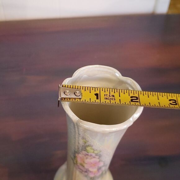 Vintage Iridescent Bud Vase with Floral Design - Picture 9 of 9
